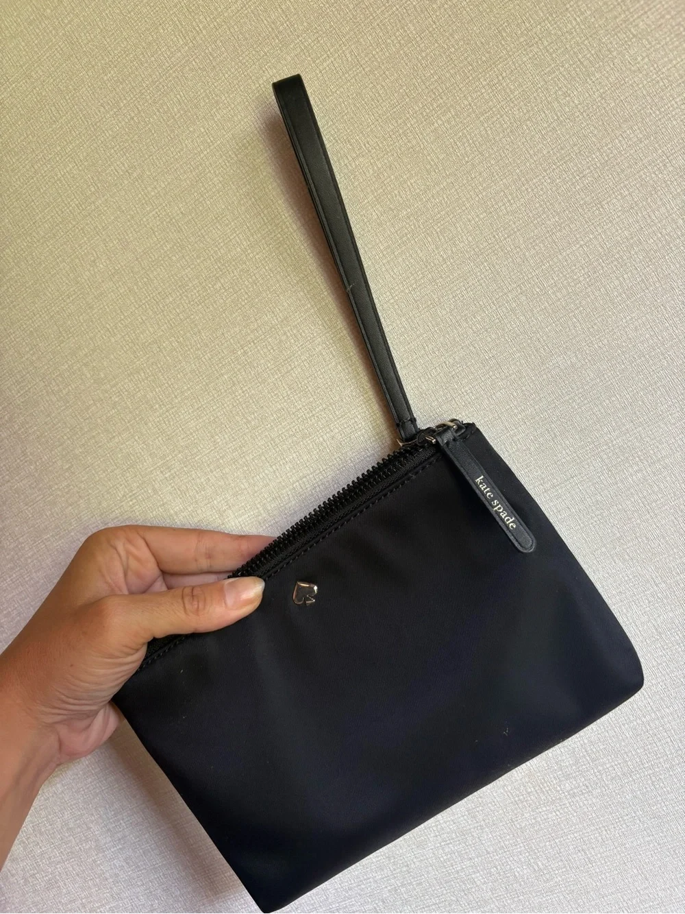 kate spade Black Nylon Wristlet Pouch with Logo Tab - Picture 3 of 5